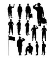 silhouette female soldier vector image