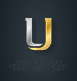 elegant gold and silver font letter u template vector image