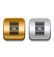 black barrel oil icon on silver and gold square vector image