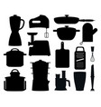 set of black silhouettes of kitchen instruments vector image