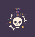 trick or treat funny skull halloween card vector image vector image