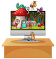 happy insect on computer background screen vector image vector image