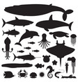 sea life and underwater animals icons vector image