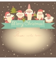 new year funny card with santa clauses and ribbon vector image
