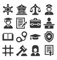 law and justice icons set on white background vector image