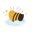 cute funny bee sleeping on a cloud vector image