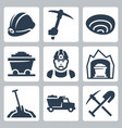isolated mining icons set vector image