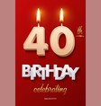 burning birthday candles in the form of number 40 vector image vector image