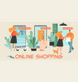 cute girl shopping online vector image vector image