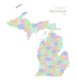 counties of michigan administrative map usa vector image