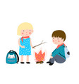 kids camping fire vector image