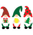 christmas gnomes in red green hats with vector image