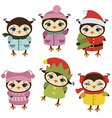 set of christmas owls vector image