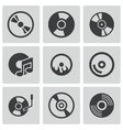 black cd disk icons set vector image vector image