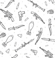 seamless pattern with different weapon scattered vector image