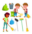 Character people sweep and equipment set Vector Image