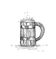 beer icon sketch wooden mug oktoberfest festival vector image