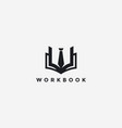 abstract letter w and book for workbook logo icon vector image