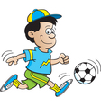 cartoon boy playing soccer vector image