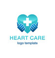 heart care logo - hands hold shape vector image