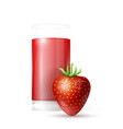 strawberry and glass of juice vector image vector image