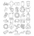 earth day hand drawn doodle line art outline set vector image vector image