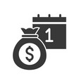 money bag and calendar icon payment date concept vector image