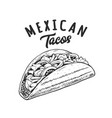 tacos retro emblem black and white vector image vector image