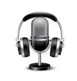 microphone and headphones retro realistic image vector image