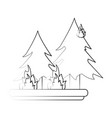 pine tree forest on fire icon image vector image