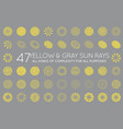 set of sunburst rays sun in trendy yellow vector image vector image