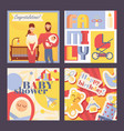 square cards with family and kids vector image