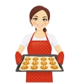 woman baking cookies vector image