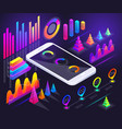 isometric holographic diagrams graphs finance vector image