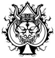 ace oni mask with fire silhouette vector image vector image