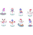 set snowman cartoon winter christmas character vector image
