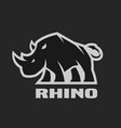 angry rhino monochrome logo on a dark background vector image
