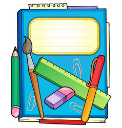 School notepad with stationery Royalty Free Vector Image