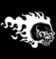white silhouette of skull on fire with flames vector image