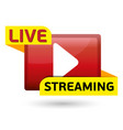 live streaming red button vector image