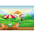 man playing golf on green vector image vector image