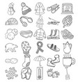 winter hand drawn doodle line art outline set vector image