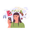 woman shopping online she spends too much money vector image
