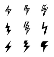 black lightning icon set vector image