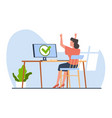 concept of successful work woman is happy vector image vector image