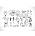 hand doodle business icon set idea design vector image