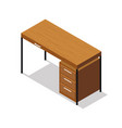 isometric office table on white background vector image vector image