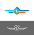 knot style logo with two wings three color vector image vector image