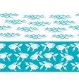 waves and fish ocean seamless borders vector image