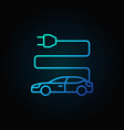 electric car blue icon in thin line style on dark vector image
